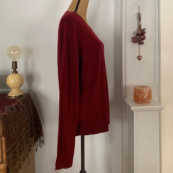 Burgundy Merino Blend Pullover Sweater Large - Picture 6 of 8